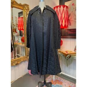 vintage 1950s black swing coat trapeze timeless shawl collar rhinestone maisel m